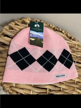 🔴 Pebble Beach Pink Argyle Kids Beanie! 🔥